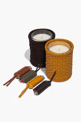 ROWE WOVEN LEATHER CANDLE | GOLDENROD