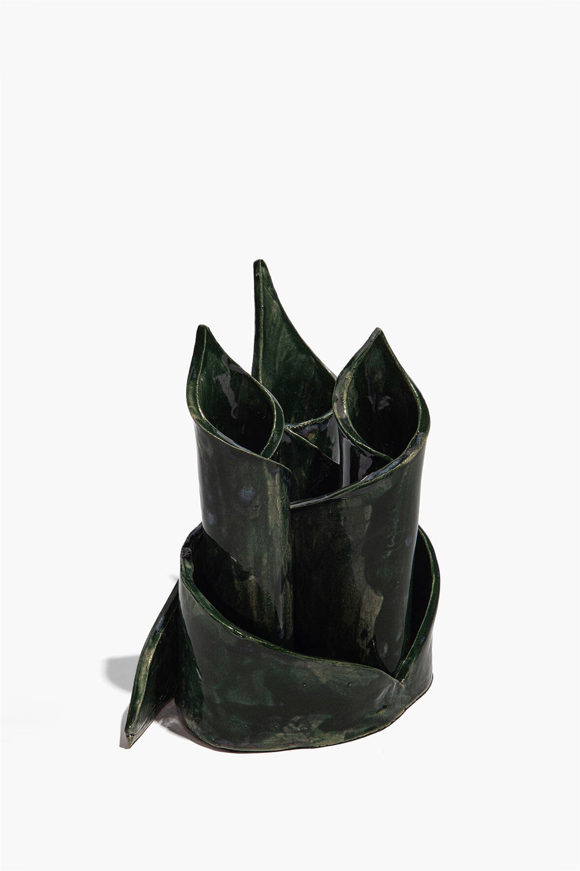 CERAMIC TRIPLE CANDLESTICK HOLDER | FOREST GLAZE
