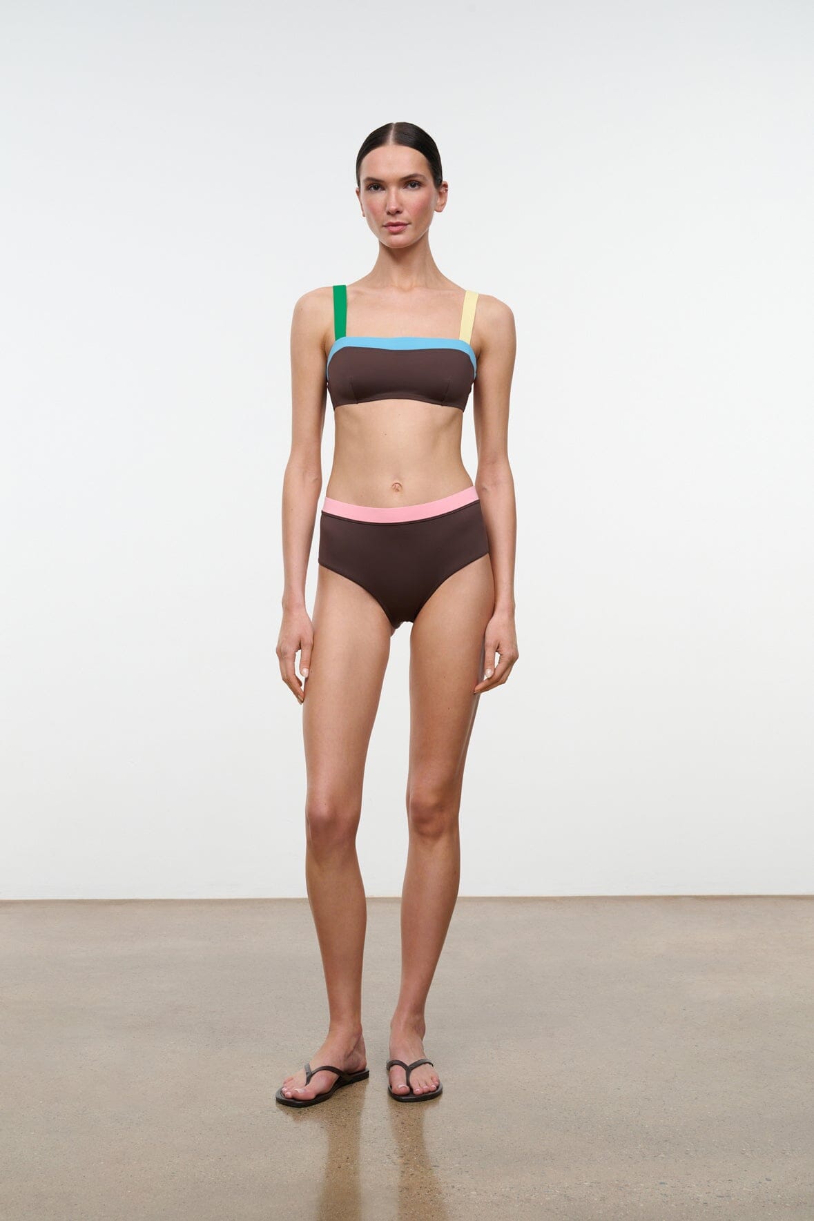 DEVON HIGH RISE BIKINI BOTTOM | DARK CHOCOLATE MULTI